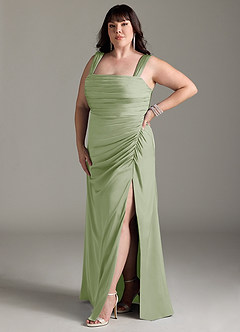 Azazie Jesaphine Bridesmaid Dresses Dusty Sage Sheath Bow Stretch Satin Dress image11
