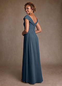 Azazie Myrtle Kleider für die Brautmutter A-Linie Plissee Chiffon Kleid Neptunblau image2