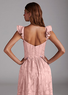 Azazie Denisse Brautjungfernkleider Eine Linie Gestreift Blumen-Burnout Kleid Puderrosa image7