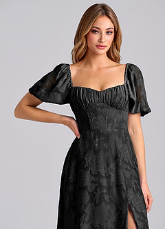 Azazie Mirian Bridesmaid Dresses Black A-Line Sweetheart Neckline Floral Burnout Dress image7