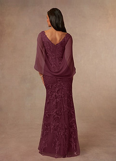 Azazie Ferris Mother of the Bride Dresses Cabernet Sheath V-Neck Chiffon Dress image3