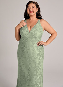 Azazie Tianna Brudtärnklänningar Klä av Tubklänning i Blommig Utbrändhet Spets Agave image12