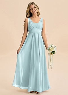 Azazie Odette Junior Vestido de Neblina de Gasa de Corte en A con Escote de Corazón image5