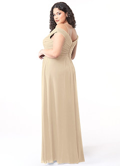 Azazie Audrianna Brautjungfernkleider Wandelbar A-Linie Schulterfrei gerafft Chiffon Kleid Champagner image10