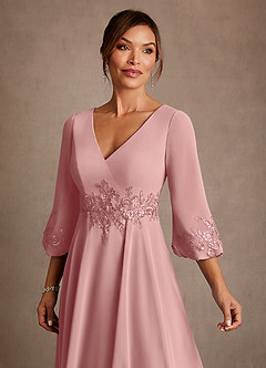 Azazie Yorba Mother of the Bride Dresses Dusty Rose A-Line Lace Chiffon Dress image5