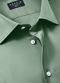 front Julian Matcha Stretch Satin Dress Shirt