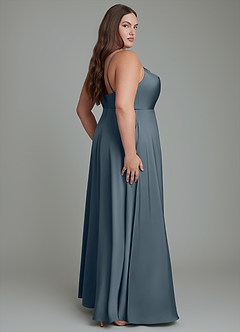 Azazie Sarella Robes de demoiselle d'honneur Robe Trapèze en Satin extensible Plissé Violet Crépusculaire image7