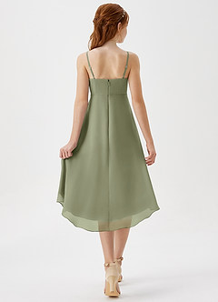 Azazie Mariam Junior A-Linie Plissee Chiffon Kleid Pistazie image2