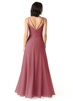 Azazie Janine Brautjungfernkleider A-Linie V-Hals Chiffon Kleid Merlot image4
