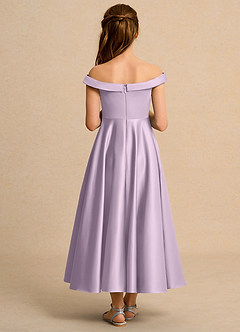 Azazie Teeny Girls Formal Final Sale Dusty Blue A-Line Pleated Matte Satin Dress image2