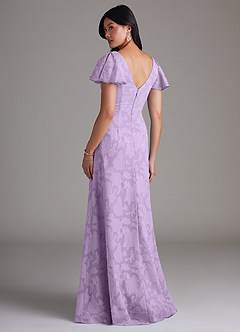 Azazie Soren Bridesmaid Dresses Lilac A-Line Pleated Floral Burnout Dress image3