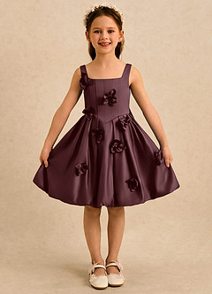Azazie Lillian vestidos de niña de las flores Vestido Sangrado de Satin Mate de Vestido de princesa con Plisado image3