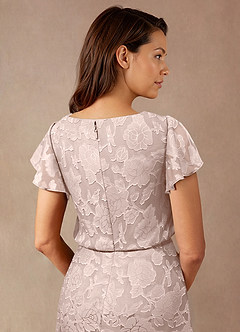 Azazie Lehi Mother of the Bride Dresses Blushing Pink A-Line Boatneck Floral Burnout Dress image7