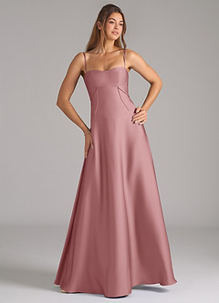 Azazie Valentine Bridesmaid Dresses Dusty Rose A-Line Corset Stretch Satin Dress image4