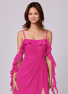 Barbie ♥ Azazie Bridesmaid Dresses Barbie Pink A-Line Off the Shoulder Chiffon Convertible Dress image2