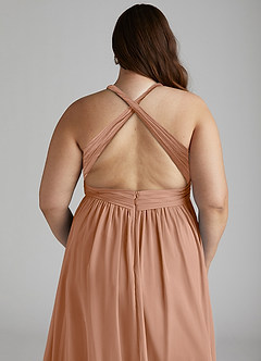 Azazie Ashia Bridesmaid Dresses Champagne Rose A-Line Pleated Chiffon Dress image12