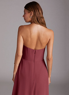 Azazie Wren Bridesmaid Dresses Merlot A-Line Side Slit Chiffon Convertible Dress image7