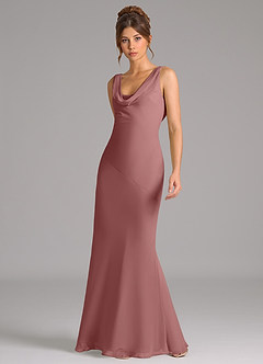 Azazie Rylina Bridesmaid Dresses Desert Rose Mermaid Pleated Chiffon Dress image5