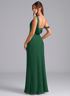 Azazie Madelyn Bridesmaid Dresses Dark Green Mermaid Off the Shoulder Chiffon Convertible Dress image6