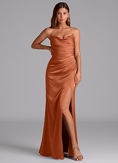 Azazie Claudelle Bridesmaid Dresses Cedar Rose Mermaid Strapless Stretch Satin Dress image5