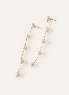 front Pendientes de borlas de perlas vintage