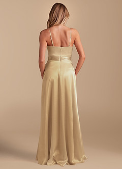 Azazie Sophia Bridesmaid Dresses Champagne A-Line with Pockets Metallic Satin Dress image8