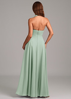 Azazie Elizabeth Bridesmaid Dresses Agave A-Line Pleated Chiffon Dress image2