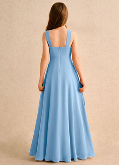 Azazie Makani Girls Formal Robe Demoiselle D'honneur Fillette Robe Trapèze en Mousseline de soie Décolleté en cœur Poudre Bleue image2
