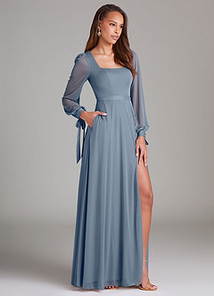 Azazie Leonia Bridesmaid Dresses Twilight A-Line Long Sleeve Mesh Dress image3