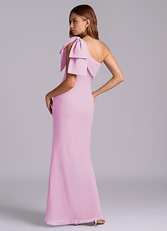 Azazie Yuanna Bridesmaid Dresses Candy Pink Mermaid One Shoulder Chiffon Dress image6