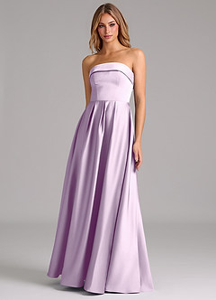 Azazie Lucienne Bridesmaid Dresses Frosted Lilac A-Line Strapless Stretch Satin Convertible Dress image1