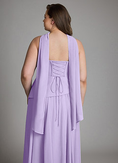 Azazie Gabriela Robes de demoiselle d'honneur Robe Trapèze en Mousseline de soie Corset Lilas image22