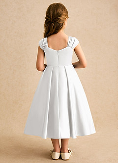 Azazie Yosemite Flower Girl Dresses White Ball-Gown Sweetheart Neckline Matte Satin Dress image2