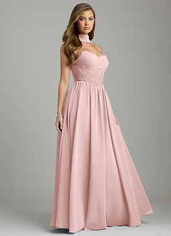 Azazie Tammy Bridesmaid Dresses Powder Pink A-Line Corset Chiffon Dress image8