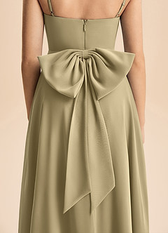 Azazie Bear Junior Moss Green A-Line Pleated Chiffon Dress image7