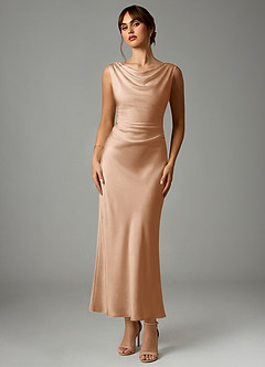 Azazie Kieryn Bridesmaid Dresses English Rose Mermaid Pleated Stretch Satin Dress image1