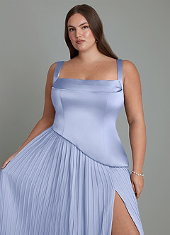 Azazie Stephanie Brautjungfernkleider A-Linie Plissee Stretch-Satin Kleid Eis image9