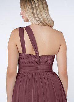 Azazie Molly Final Sale Dusty Blue A-Line One Shoulder Chiffon Dress image4