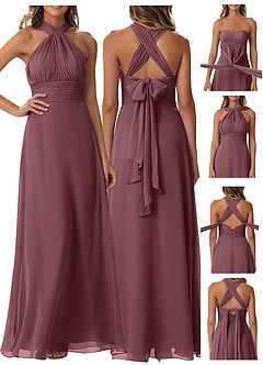 Azazie Fifi Bridesmaid Dresses Sangria A-Line Strapless Chiffon Convertible Dress image9