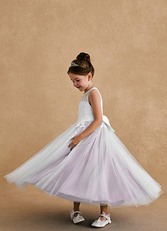 Azazie Bitsy Flower Girl Dresses Ivory Wisteria A-Line Lace Tulle Dress image3