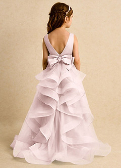 Azazie Lior Robe Demoiselle D'honneur Fillette Robe Princesse en Tulle Plissé Rose Pâle image7