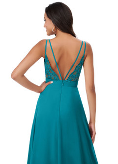 Azazie Lennon Bridesmaid Dresses Jade A-Line Lace Chiffon Dress image2