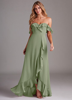 Azazie Lyra Bridesmaid Dresses Pistachio A-Line Chiffon Convertible Dress image4