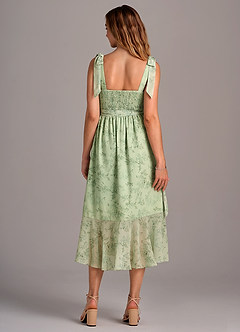 Azazie Deb Bridesmaid Dresses Green Fern Floral A-Line with Pockets Chiffon Convertible Dress image5