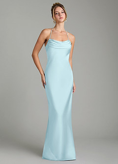 Azazie Mae Bridesmaid Dresses Cloud Blue Mermaid Pleated Stretch Satin Dress image1