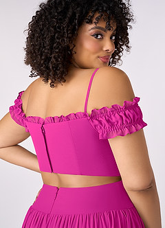 Barbie ♥ Azazie Bridesmaid Dresses Fuchsia A-Line Off the Shoulder Chiffon Convertible Dress image13