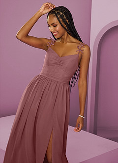 Barbie ♥ Azazie Bridesmaid Dresses Desert Rose A-Line Pleated Chiffon Dress image3