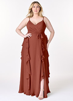 Azazie Peyton Bridesmaid Dresses Auburn A-Line Ruched Chiffon Dress image7