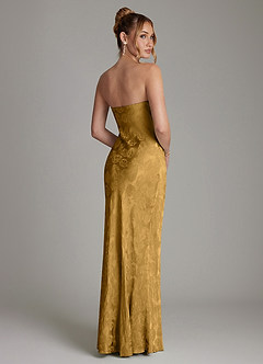 Azazie Viv 신부 들러리 드레스 쉬스 스트랩리스 자카드 바닥 길이 드레스 image2