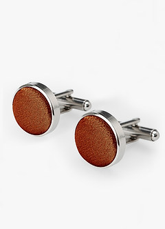 front Rounded Metallic Satin Cuff Links